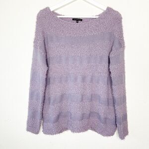 Staccato Purple Knit Texture Striped Sweater Sz S